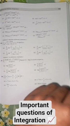 Important questions of Indefinite and Definite integration #study #trending #viralvideo #viral