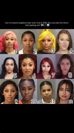 JAYE CANE on Instagram: "List of women’s mugshots that went viral in 2025. You can only free three—who’s getting out? 👀⛓️‍💥 🆓"