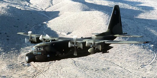 The flight of a USAF MC-130E aircraft using the CIA's Fulton system in Spain