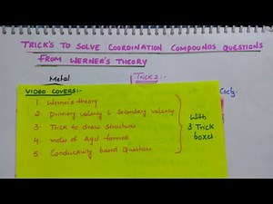Trick's to solve coordination compounds Questions From Werner's Theory