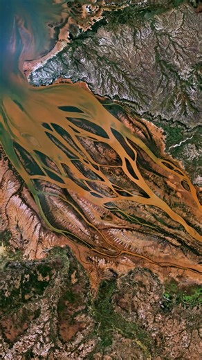 Daily Overview on Instagram: "Decades worth of extensive logging in Madagascar’s rainforests and coastal mangroves has lead to widespread erosion at the Betsiboka River estuary in northwestern Madagascar. Here bright red soil washes into the river and out to sea. In some areas, soil losses have approached 112 tons per acre, the largest amount recorded anywhere in the world. Created by @dailyoverview Source imagery: Google Timelapse"