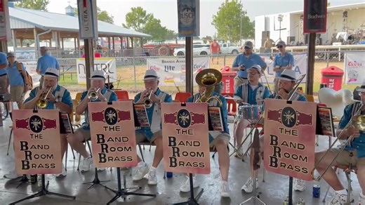 The Band Room Brass with founder Dennis Knobloch on his red clarinet. Thursday afternoon at the Monroe County Fair. | Republic-Times
