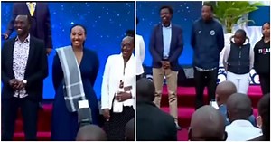"Nafanya bidii": William Ruto introduces son's wife, other kids in church