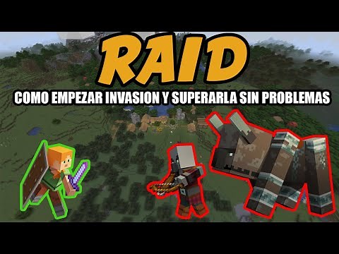 Como Empezar/Activar una Raid en Minecraft | Tutorial Invasion Aldea 1.14 / 1.15 🪓🔪💰