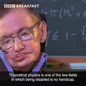 "My disability has been a help in a way..." Speaking to BBC Breakfast's Tim Muffett in 2013, the late Stephen Hawking said his disability didn't hold him back. | BBC Breakfast