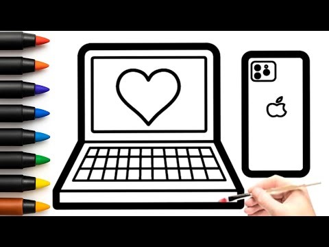 How to Draw Laptop 💻✨ & Smartphone 📱❤️ | Easy Drawing Tutorial for Beginners