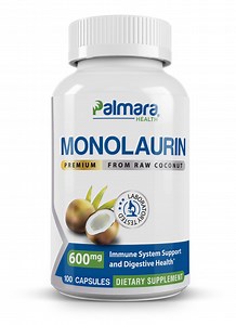 Monolaurin 600mg - Premium Dietary Supplement - 100 Vegan Capsules - Palmara Health