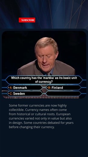 Which Country Used the “Markka” Currency? 💶 #quiz #millionaire #trivia #money #currency #europe #tv