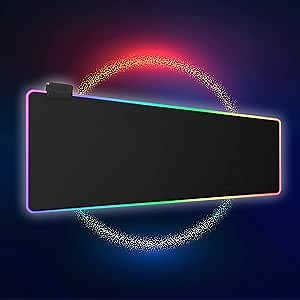 Tilted Nation RGB Mouse Pad for Gaming - Large LED Mousepad - LED Desk mat with 8 Adjustable Light Modes - Non Slip Rubber Base, Easy to Clean Water Proof Surface Mat for Keyboard and Mouse