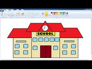 How to draw school in ms paint | School Drawing in ms paint | Ms paint tutorial | drawing for kids |