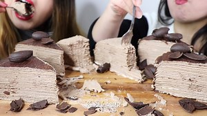 326K views · 11 reactions | CHOCOLATE CREPE CAKE #food #mukbang #asmr #eating | Kim&Liz ASMR | Facebook