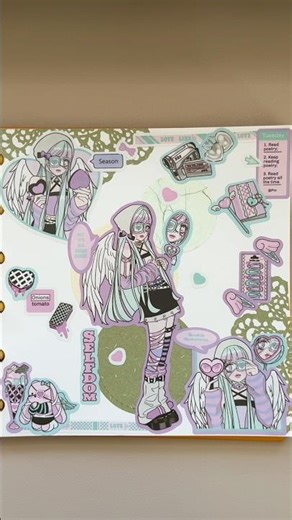 ASMR ✨ Kawaii anime girl journal #asmrsounds #kawaiijournal #kawaiiasmr #aesthetic #scrapbooking