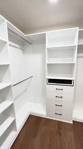 You deserve a luxury closet. ✨ Here is an empty tour of Carmen's walk-in closet transformation. You can have the closet of your dreams with additions like a pull-out hamper, Lucite drawers, and a velvet-lined jewelry tray! #ClosetsbyDesign #HomeOrganizers #CustomCloset #ClosetsbyDesignWashDC | Closets by Design - Central Florida