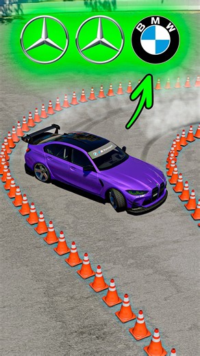 BMW vs 2x MERCEDES: EXTREME DRIFT BETWEEN CONES 🤯