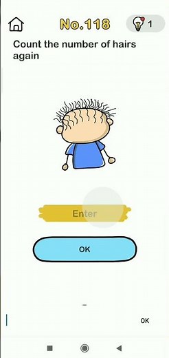 brain out level 118 count the number of hairs again solution walkthrough