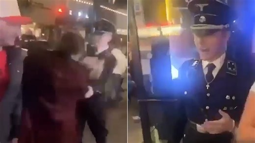 Chaos erupts when man in Nazi Halloween costume approaches bar