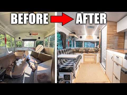A School Bus Conversion (Time Lapse From Start To Finish)