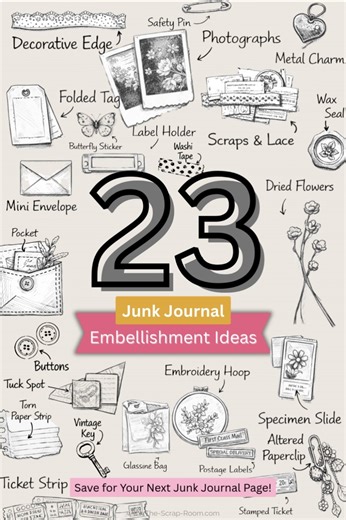 Creative junk journal embellishments and ephemera ideas for scrapbooking and paper crafts