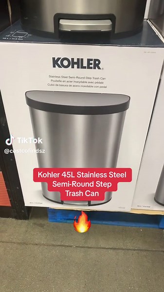 Kohler 45L Stainless Steel Semi—Round Step Trash Can #costco #costcofinds #kohler