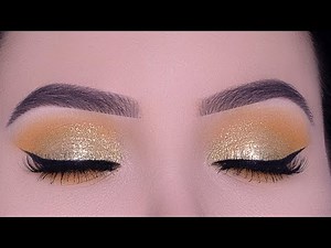 Golden Glitter Eye Makeup Tutorial for Christmas or New Year's Eve!