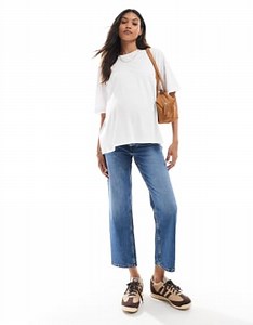 ASOS DESIGN Maternity comfort stretch straight leg jeans in authentic mid blue | ASOS