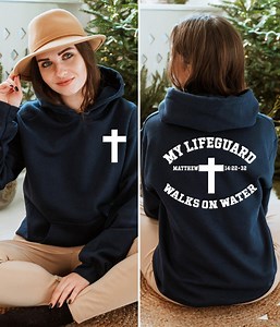 Christian Hoodie, My Lifeguard Walks on Water Hoodie, Hoodie, Jesus Hoodie, Minimalist Faith Hoodie, Cross Hoodie, Religious Hoodie - Etsy