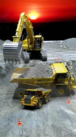Miniature Power: RC Excavator & Dump Truck at Work!