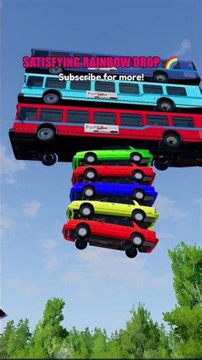 Satisfying Rainbow Car & Bus Drop 🌈 (BeamNG.Drive)
