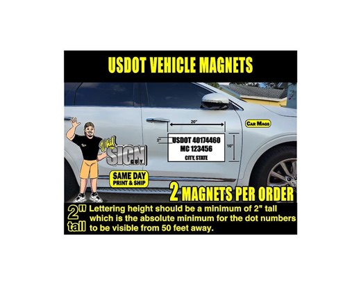 Custom USDOT Car Magnets: Vehicle Business Signs - Etsy