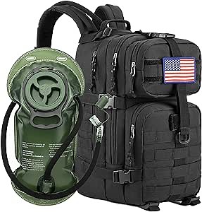 Tactical Hydration Backpack Pack with 2.5L Water Bladder 25L Military Assault Backpacks for 2-3 Days Hiking, Climbing, Hunting