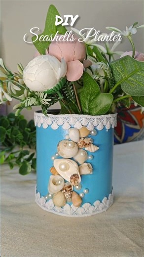 SeaShells Planter DIY #shorts #craft #planter #homedecor #viralvideo #diy #shortvideo #gift
