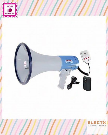 Crown 30W Megaphone Siren, Whistle and Voice Recorder Range 35 Meters 230 x 355mm without Batteri...