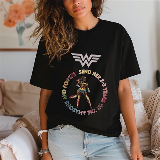 Send Her 2-3 Years to the Amazons Shirt, Funny Workout T-shirt, Hieroglyphics Shirt, Motivation Gym Tee, Wonder Woman Shirt, Colorful Tee - Etsy