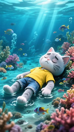 A short story, witness to the end 👍 (The shark and the little cat) #halacat #poorcat #catstories