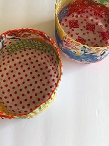 Handmade Small Fabric Basket- Round Cotton Scrappy Basket - Etsy