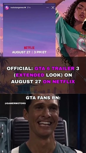 Confirmed GTA 6 Trailer 3 (Extended look) on August 27 🔥🔥🔥 #gta6trailer3 #gta6extendedlook