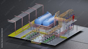 Industrial refinery plant seamless 3d loop animation realistic