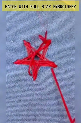 Simple Full-Fill Star Embroidery Technique for Repairing Holes in Fabric #handbroidery #embroidery