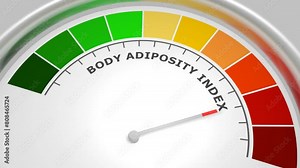 Body adiposity index bad level on measure scale. Instrument scale with arrow. Colorful infographic gauge element. Healthy life information.