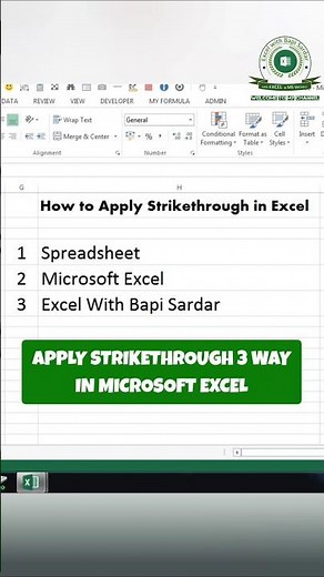 🔥 3 SECRET Ways to Apply STRIKETHROUGH in Microsoft Excel! 💻😱 #exceltips #shorts