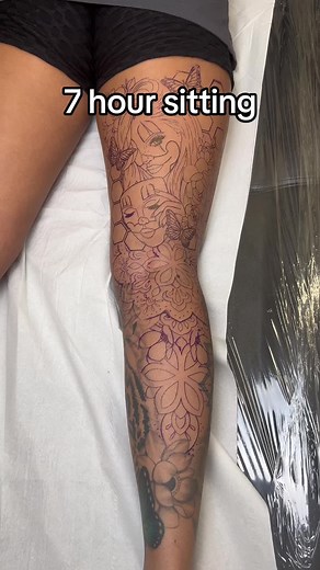 Full Day Leg Sleeve Tattoo Process | Women Leg Sleeve Tattoo Ideas