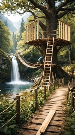 Amazing Tree House Making Time-Lapse 🏠 | Dream Home Build #Shorts