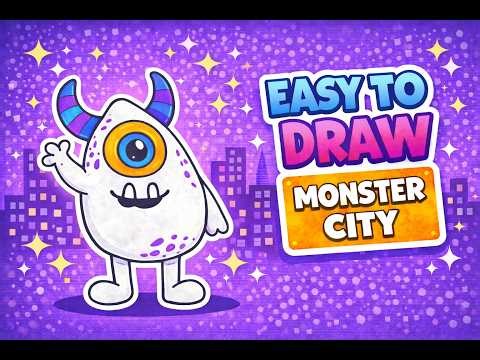 How to Draw Ziggy the Monster 👾💜 | Easy Drawing for Kids