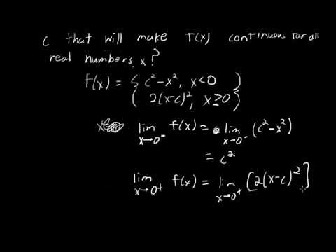 Example- find values of c that make function continuous