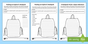 Packing an Explorer's Backpack Differentiated Worksheets