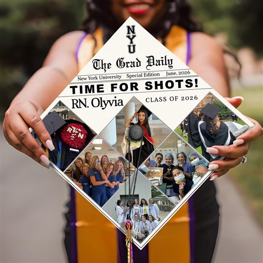 Custom Photo Nurse Graduation Cap Topper, Personalized RN Nursing Grad Cap Topper, Time for Shots, Class of 2026 - Etsy