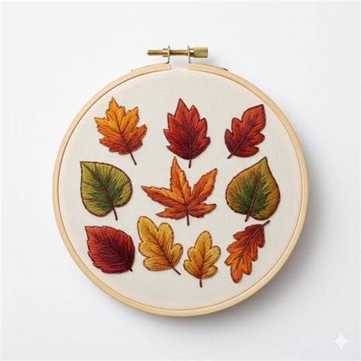 Autumn Leaves Embroidery, Autumn Embroidery Design, Instant Download (PDF Template) - Etsy UK