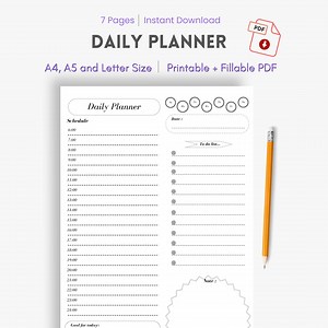 Agenda quotidien imprimable : programme horaire, listes de tâches (PDF) - Etsy France