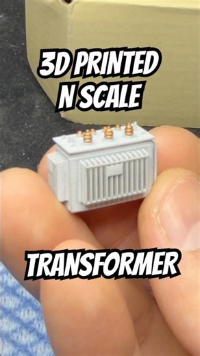 Added a 3D PRINTED transformer to the N SCALE layout #modeltrains #railroad #railway #nscale #trains