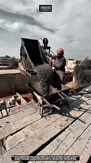 Lifting Wet Concrete to Upper Floors Using Work Tool Manual Concrete Lift #tool #worktool